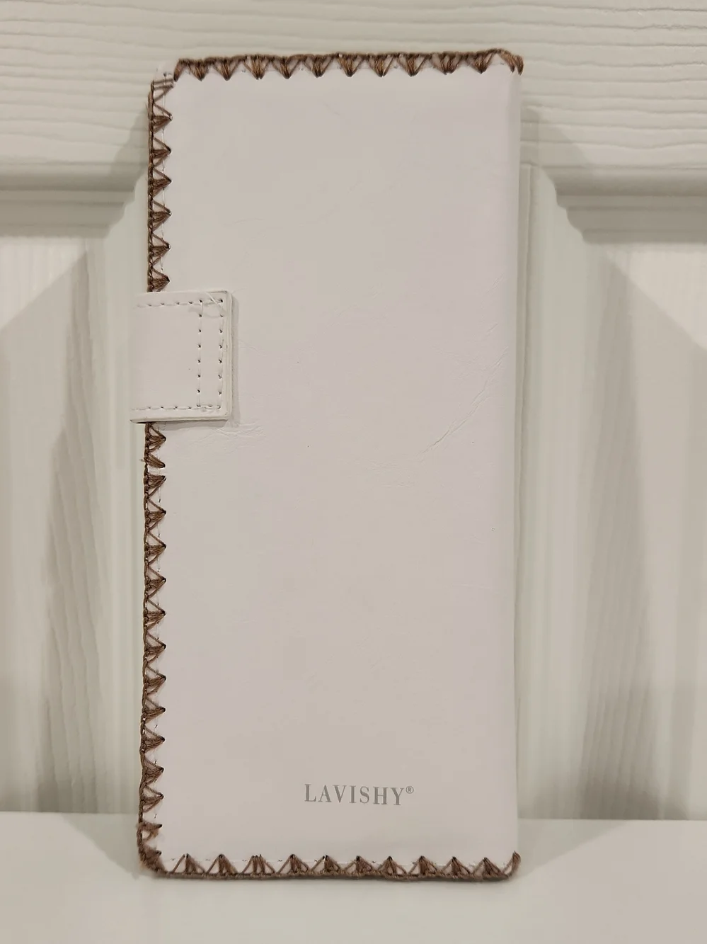 LAVISHY Elma Bohemian Flower Embroidered Large Flat Wallet White Vagan Leather